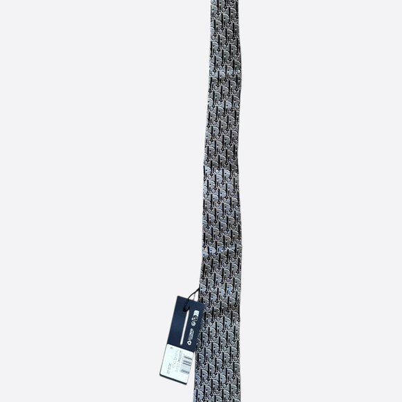 Dior Grey & Black Oblique Tie - Picture 1 of 2